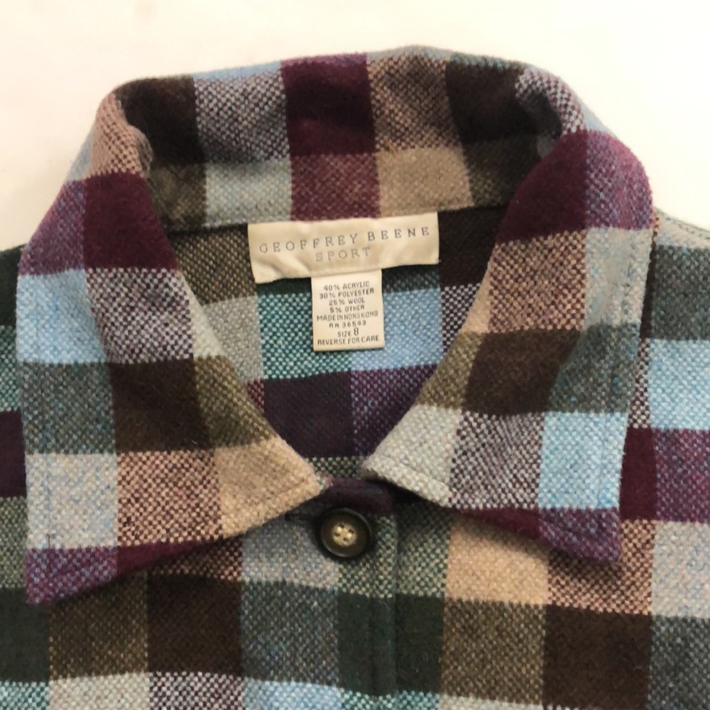 Geoffrey Beene Sport 8 Jacket Shirt Multi Colour Check Pockets Button Excellent - Picture 3 of 9